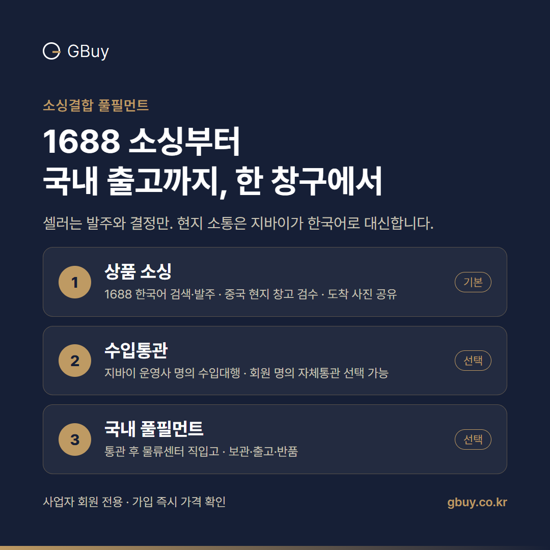 지바이 서비스 3단계: 상품 소싱, 수입통관, 국내 풀필먼트